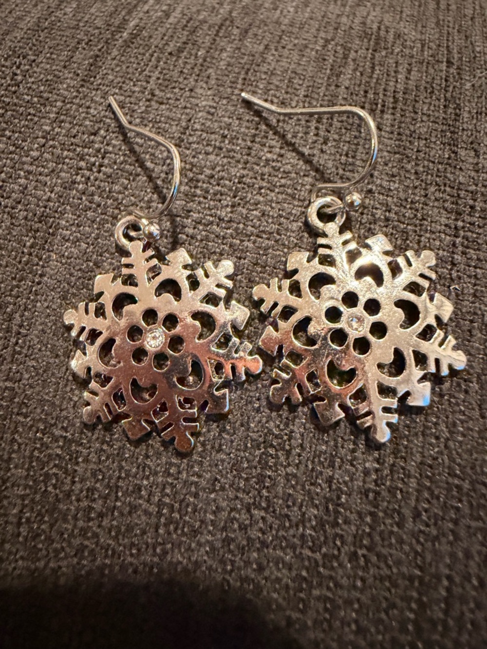 Silver Snowflake Drop Earrings - Women's Holiday Jewelry